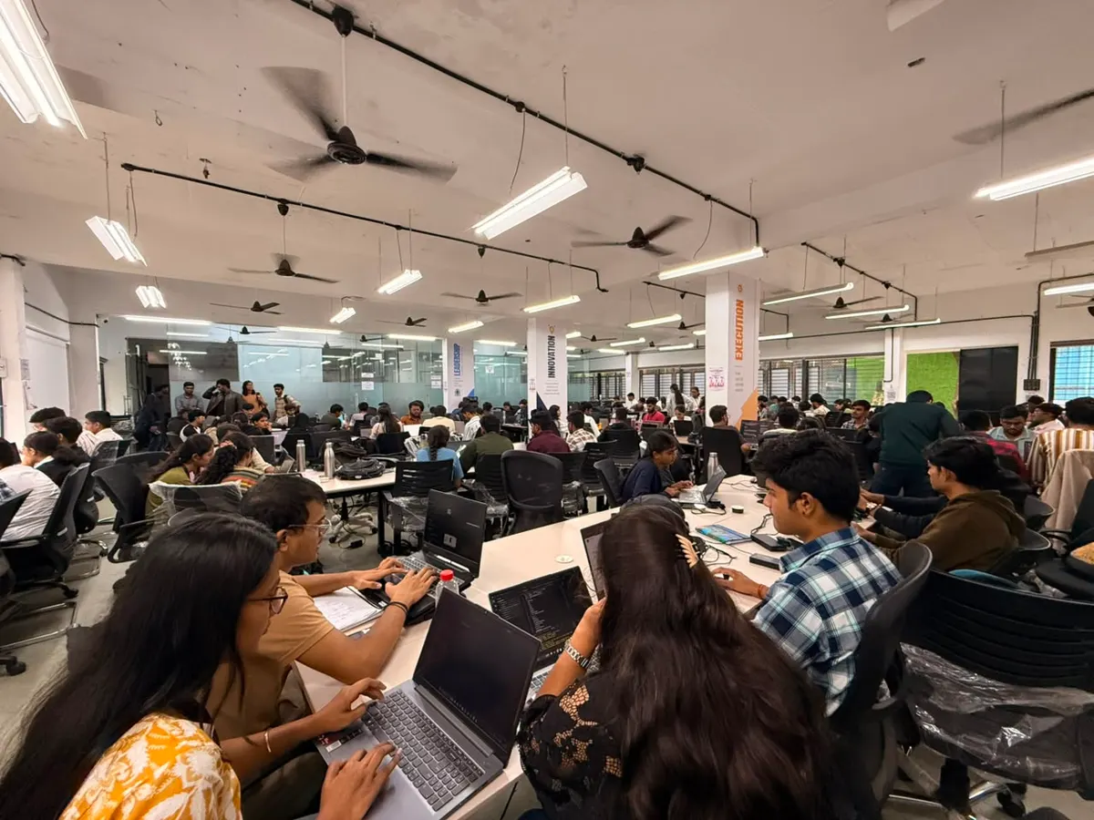 Teams building through the night at the Gemma hackathon