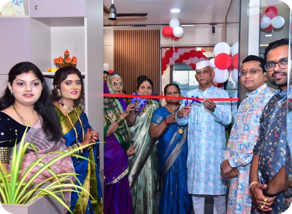 The ribbon-cutting at the opening of Sumago's new office