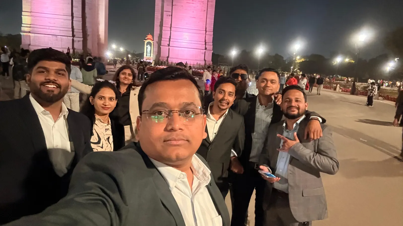 Sumago colleagues at India Gate during a team visit to New Delhi